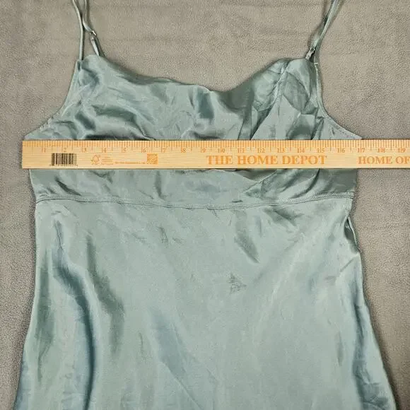 Victoria’s Secret Slip Dress Women's Large Green Satin Drape Neck Mini Y2K Party - Picture 10 of 13
